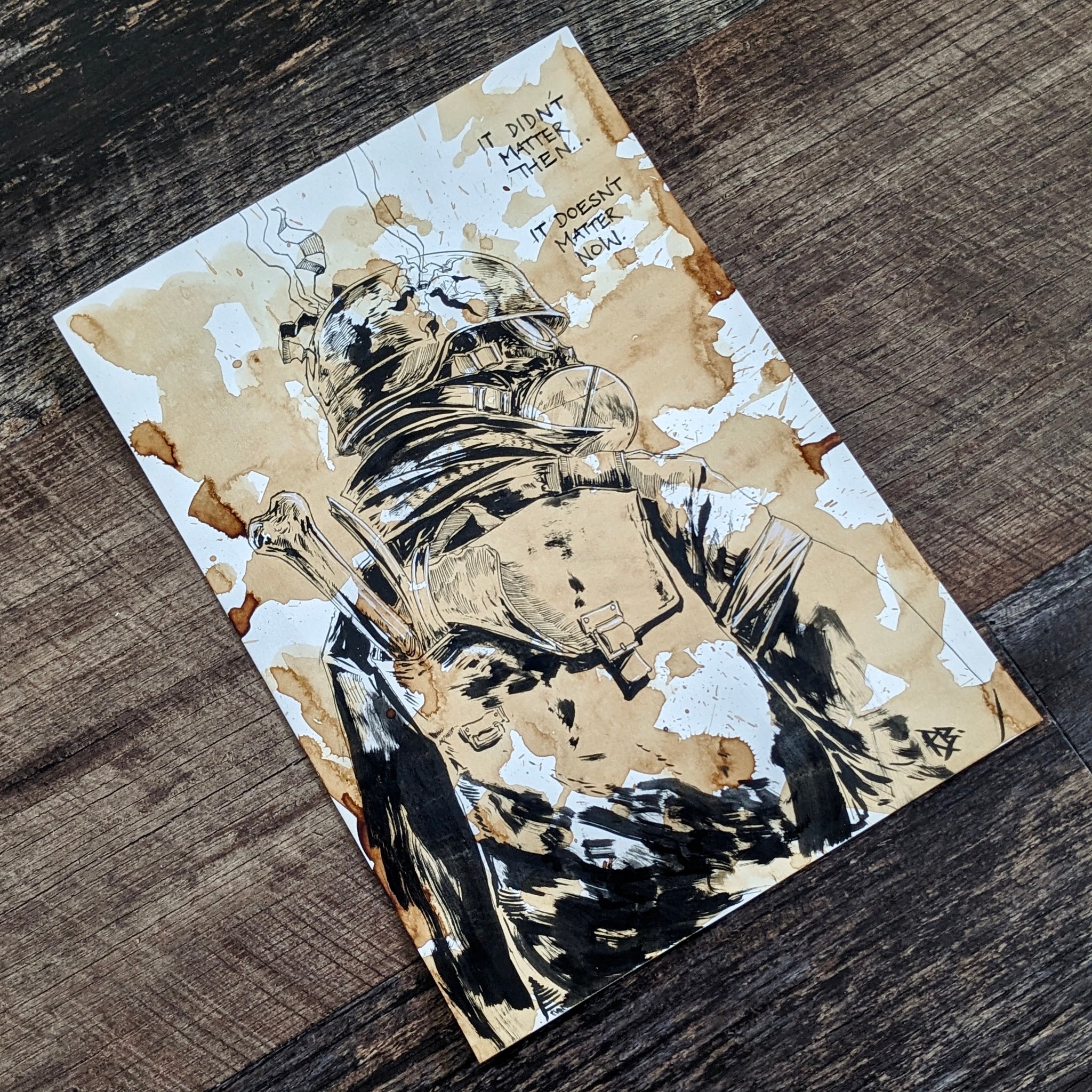 Coffee Painting - Inked Gas Mask