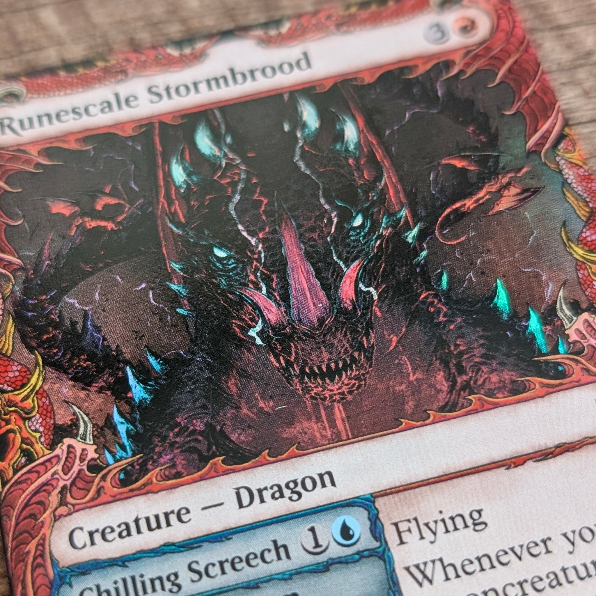 MTG - Runescale Stormbrood, Limited Edition Holographic Massiveface Art MTG - Runescale Stormbrood, Limited Edition Holographic Massiveface Art